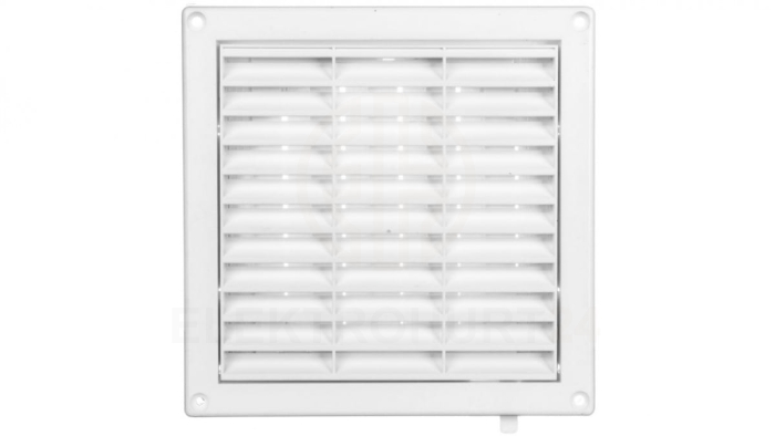 Kratka wentylacyjna 130x130mm fi 125mm biała żaluzja+sznurek T34