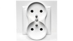 Simon 10 Gniazdo podwójne z/u MONOBLOCK 16A, 250V białe CGZ2/11