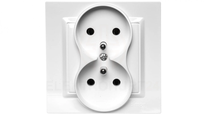 Simon 10 Gniazdo podwójne z/u MONOBLOCK 16A, 250V białe CGZ2/11