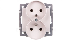 LOGI Gniazdo podwójne 2x2P+Z śrubowe 16A 250V Biały 25092