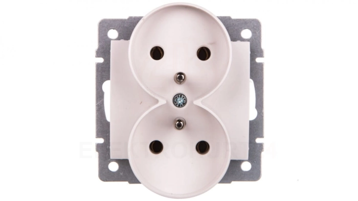 LOGI Gniazdo podwójne z uziemieniem śrubowy Biały 16A 250V 021253102 25092