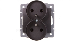 LOGI Gniazdo podwójne 2x2P+Z śrubowe 16A 250V Grafit 25269