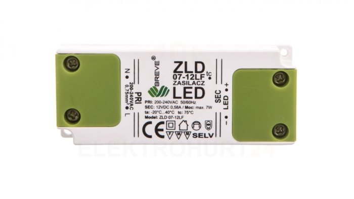 Zasilacz LED 12V DC 7W ZLD 07-12LF 0,58A 19712-9028