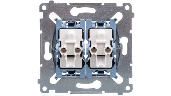 Simon 54 Łącznik krzyżowy podwójny mechanizm 10AX 250V, szybkozłącza, SW7/2XM