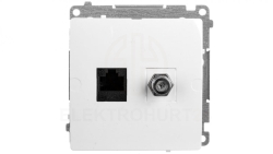 Simon Basic Gniazdo antenowe typu F + komputerowe RJ45 kat.6 białe BMAFRJ45.01/11