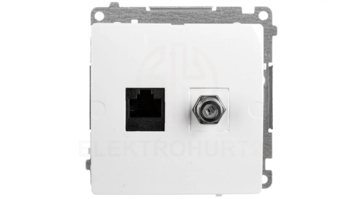 Simon Basic Gniazdo antenowe typu F + komputerowe RJ45 kat.6 białe BMAFRJ45.01/11