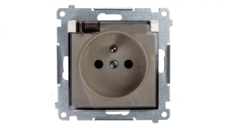 Simon 54 Gniazdo bryzgoszczelne z/u IP44 z klapką transparentną bez uszczelki kremowe DGZ1BUZ.01/41A