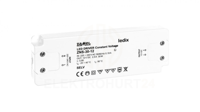 Zasilacz LED slim 12V DC 30W ZNS-30-12 LDX10000139