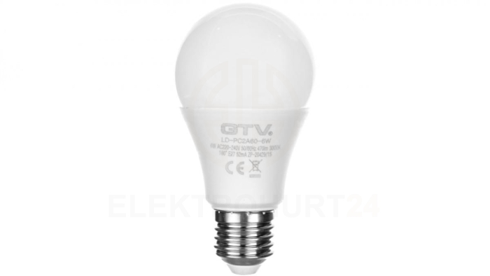 Żarówka LED E27 6W 470lm 3000K AC230V 160st. LD-PC2A60-6W