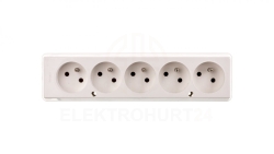Gniazdo przenośne pięciokrotne 16A 2P+Z 250V białe GN-570