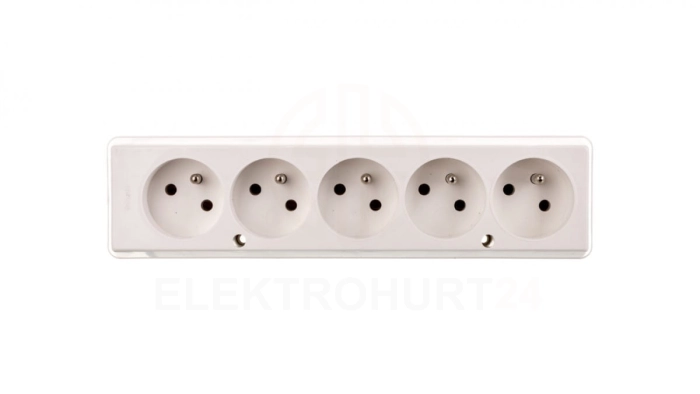 Gniazdo przenośne pięciokrotne 16A 2P+Z 250V białe GN-570