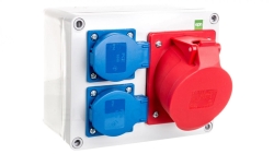 RS rozdzielnica siłowa 2x2P+Z, 3P+N+Z 32A natynkowa, IP44 6203-01