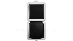 TEKNO Łącznik jednobiegunowy + Gniazdo z przesłoną styków pionowy 10AX/16A 250V szare IP54 25361