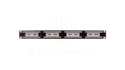 Patch panel kompletny 19 cali 24x RJ45 U/UTP kat. 5e 1U czarny RAL 9005 DN-91524U-1