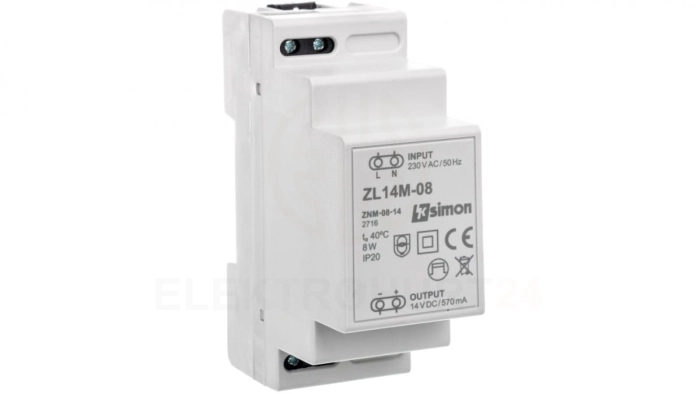 Simon 54 Zasilacz LED modułowy 14V DC 8W ZL14M-08