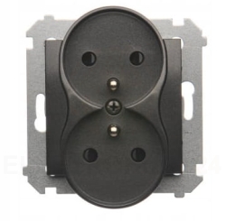 Simon 54 nature gniazdo podwójne z uziemieniem  antracyt