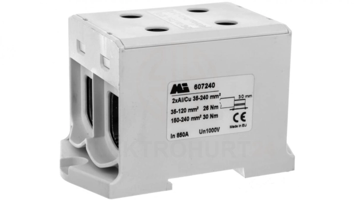 Złączka szynowa 2-torowa 35-240mm2 szara EURO multiOTL 240 2xAl/Cu 607240