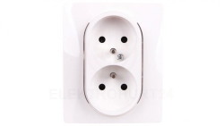 NILOE Gniazdo podwójne z/u kompaktowe 16 A 250V z przesłonami białe 764541