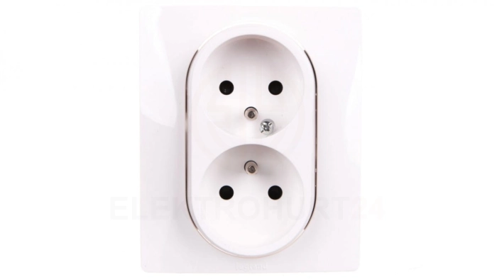 NILOE Gniazdo podwójne z/u kompaktowe 16 A 250V z przesłonami białe 764541