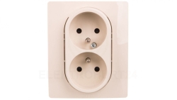 NILOE Gniazdo podwójne z/u kompaktowe 16 A 250 Vz przesłonami kremowe 764641