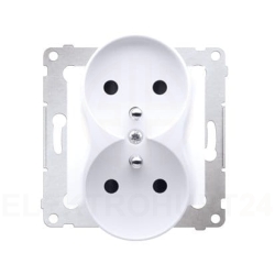 Simon 54 nature gniazdo podwójne z uziemieniem biały DGZ2MZN