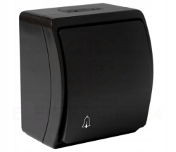 KOALA Łącznik przycisk zwierny dzwonek natynkowy IP44 czarny