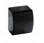 Koala łącznik podwójny natynkowy IP44 czarny