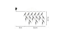 Oświetlenie świąteczne XMAS sople 6W 200LED 3,6m IP44 /8 programów/ ciepła biała D4CW01