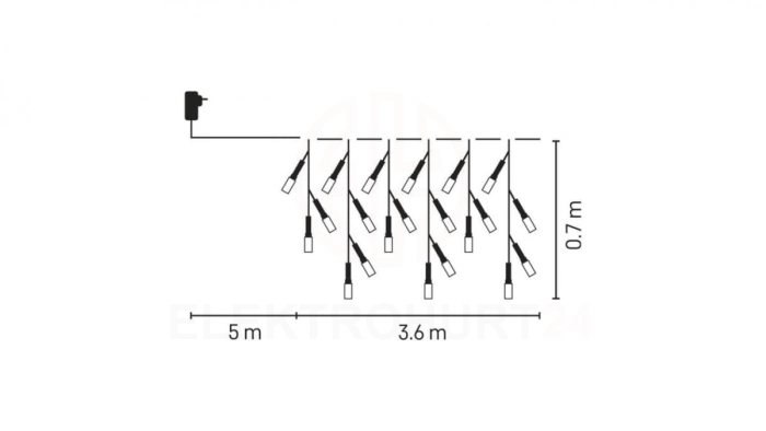 Oświetlenie świąteczne XMAS sople 6W 200LED 3,6m IP44 /8 programów/ ciepła białaD4CW01