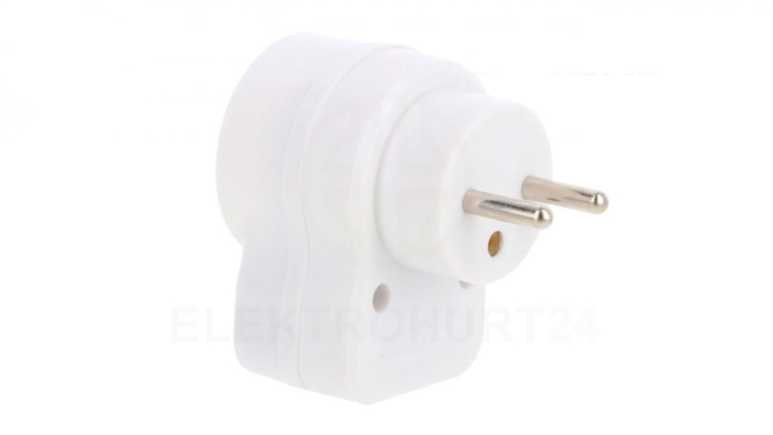 Wtyczka-gniazdo z wyłącznikiem 10A 250V z/u białe R-1WS