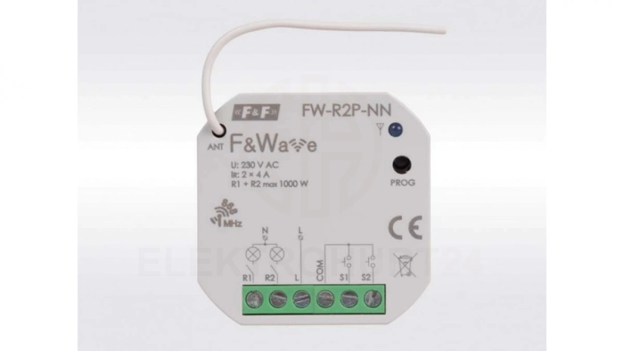 Dopuszkowy przekaźnik dwukanałowy braz przewodu N FiWave FW-R2P-NN