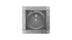 Simon 54 Gniazdo do wersji IP44 bez uszczelki (moduł) 16A 250V klapka trans. czarny mat wym. uszczelka ramki DGZ1BUZ.01/49A