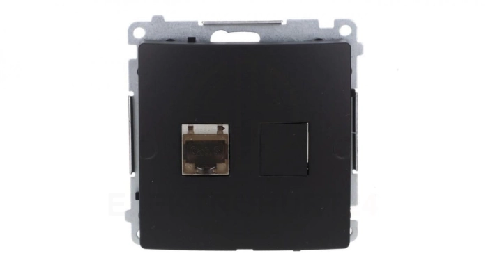 Simon Basic Gniazdo komputerowe RJ45, kat. 6, pojedyncze ekranowane z przesłoną przeciwkurzową (moduł). czarny BM61E.01/49