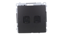 Simon Basic Gniazdo komputerowe RJ45, kat 6, podwójne z przesłoną przeciwkurzową (moduł) czarny BM62.01/49