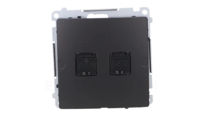 Simon Basic Gniazdo komputerowe RJ45, kat 6, podwójne z przesłoną przeciwkurzową (moduł) czarny BM62.01/49