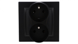Simon 10 Gniazdo wtyczkowe z uziemieniem podwójne z funkcją niezmienności faz, zaciski śrubowe, kompletne czarny mat CGZ2T/49