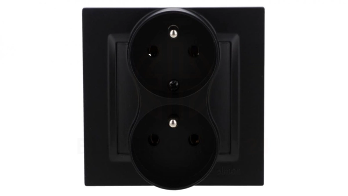 Simon 10 Gniazdo wtyczkowe z uziemieniem podwójne z funkcją niezmienności faz, zaciski śrubowe, kompletne czarny mat CGZ2T/49
