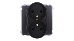 Simon Basic Gniazdo wtyczkowe podwójne z uziemieniem (moduł),16A, 250V, zaciski śrubowe czarny BMGZ2M.01/49