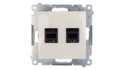 Simon 54 Gniazdo komputerowe podwójne 2xRJ45 kat.6 z przesłoną kremowe D62.01/41