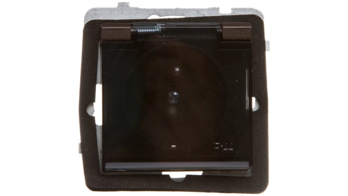 SONATA Gniazdo bryzgoszczelne z/u IP44 klapka przezroczysta czekoladowy metalik GPH-1RZ/m/40/d