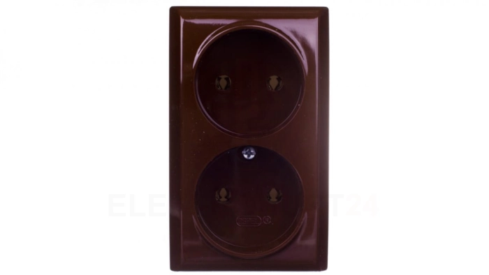 BIS Gniazdo podwójne b/u brązowe GN-2B/24