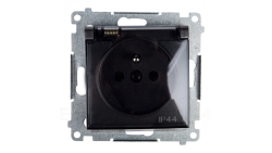 Simon 54 Gniazdo bryzgoszczelne z/u IP44 z klapką transparentną bez uszczelki antracyt DGZ1BUZ.01/48A