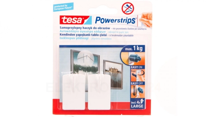 Haczyk samoprzylepny POWERSTRIPS do obrazów biały /12szt./