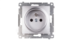 Simon 54 Gniazdo pojedyncze z/u 16A IP20 z przesłoną torów, szybkozłącza, srebrny mat DGZ1CZ.01/43