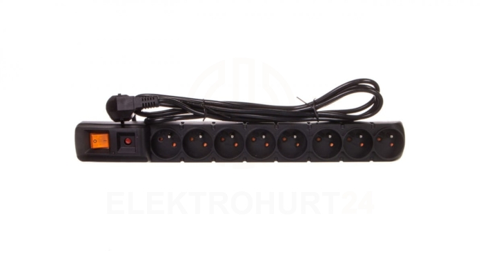 Przedłużacz przeciwprzepięciowy 8-gniazd z/u ACAR S8 FA RACK 19 3m czarny
