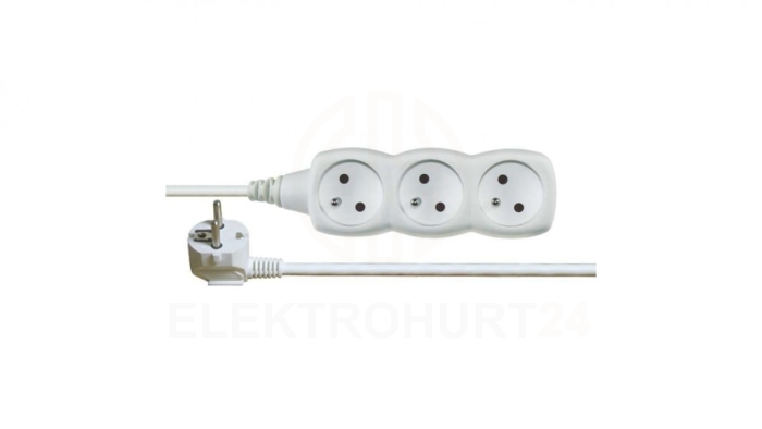 Przedłużacz 3-gniazda z/u 2m /H05VV-F 3G1/ biały P0312