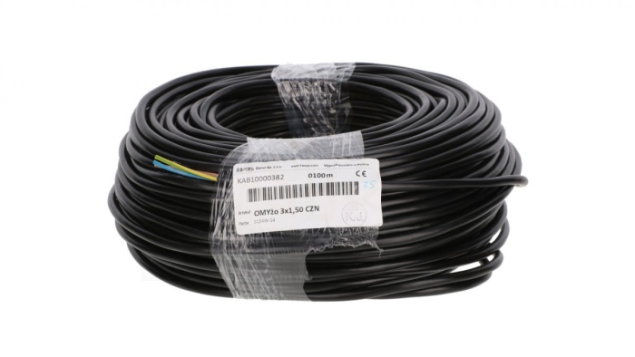 Przewód mieszkaniowy H03VV-F (OMY) 3x1,5 żo czarny 300/300V /100m/
