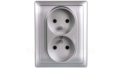 KOS66 Gniazdo podwójne z/u kompletne aluminium 664036