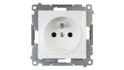 Simon 54 Gniazdo pojedyncze z/u 16A IP20 z przesłoną torów białe szybkozłącza, DGZ1CZ.01/11