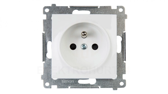 Simon 54 Gniazdo pojedyncze z/u 16A IP20 z przesłoną torów białe szybkozłącza, DGZ1CZ.01/11